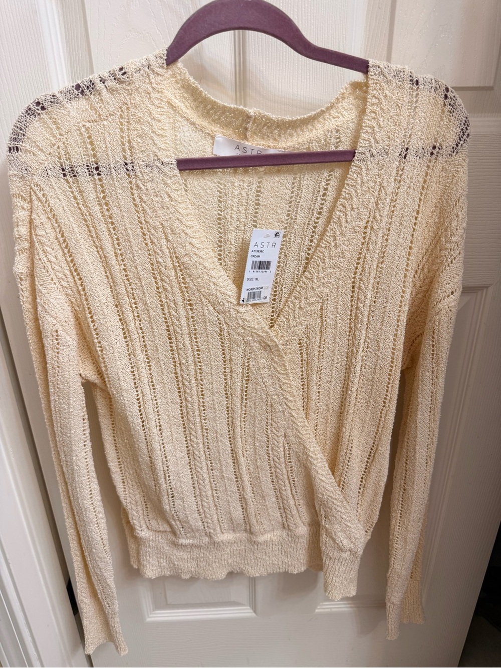 ASTR the Label the Label Wrap Front Pointelle Sweater